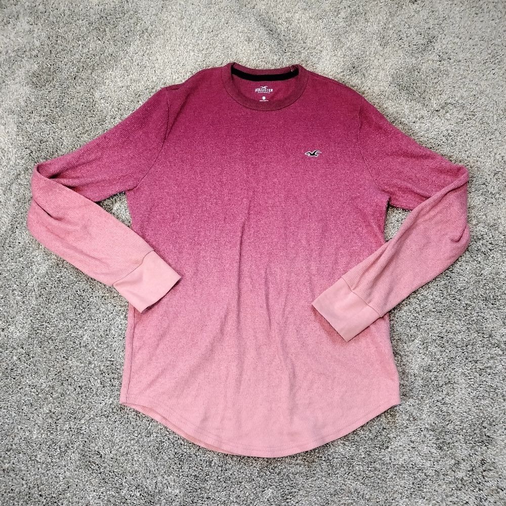 Hollister Mens Sweatshirt Long Sleeve Progressive Red to Pink Sz L